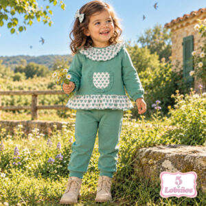 chandal bebe niña corazones verde invierno 2026