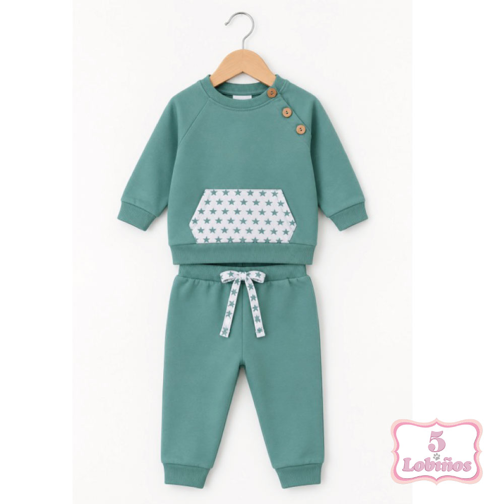chandal bebe niño estrellitas verde invierno f2026 1