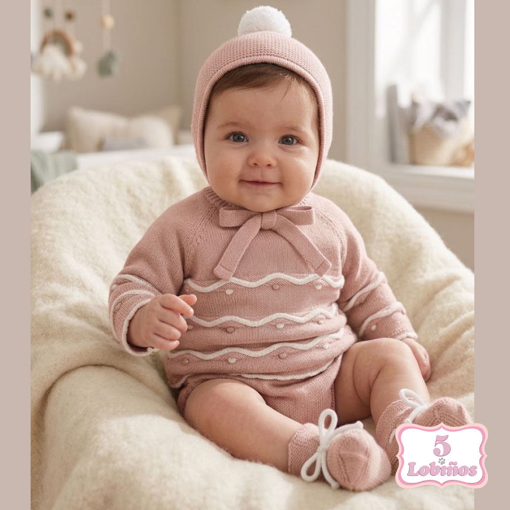 conjunto bebe niño punto OLYMPO WAVE rosa mac ilusion invierno 2026.