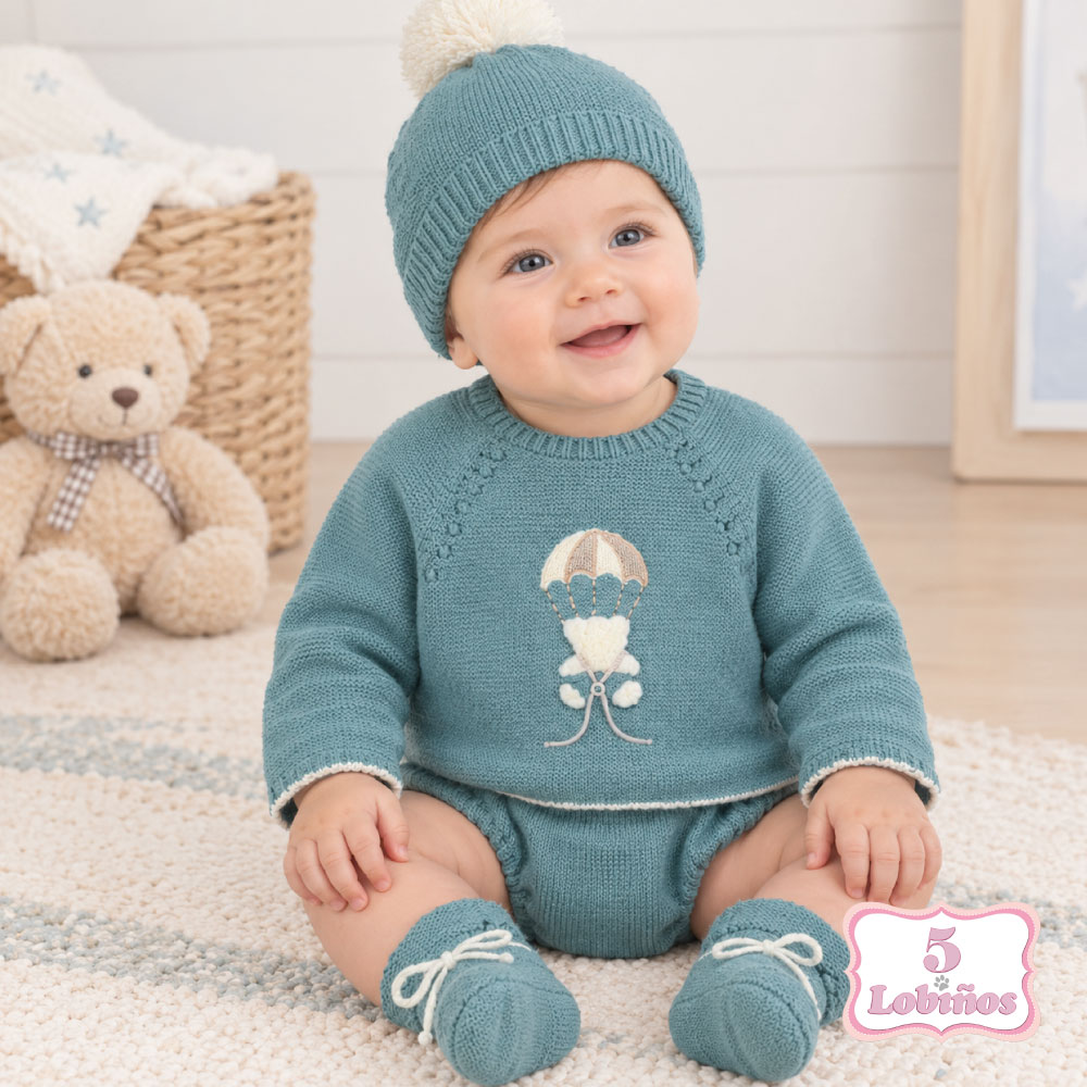 conjunto corto punto bebe BEAR IN A PARACHUTE musgo mas ilusion invierno 2026