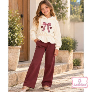 conjunto niña lazo burdeos invierno 2026
